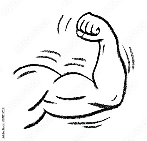 Muscle Arm Crayon Chalk Drawing Vector