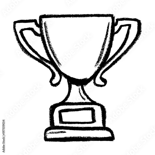 Trophy Icon Crayon Chalk Drawing Vector