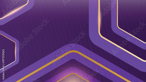 Luxury purple abstract background with gold line accents and geometric shapes, elegant premium design for banner, invitation, branding and presentation