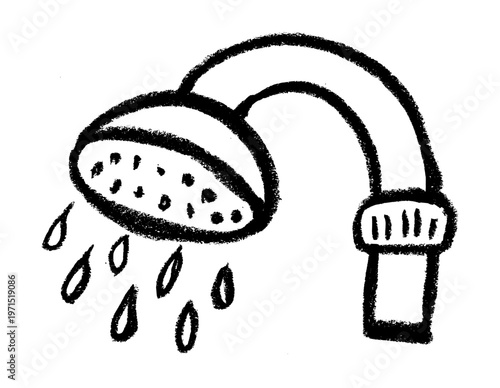Shower Heads Crayon Chalk Drawing Vector