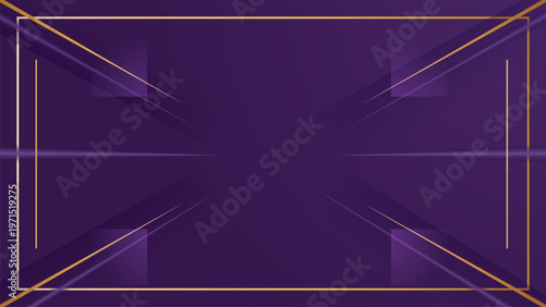 Luxury purple abstract background with gold line accents and geometric shapes, elegant premium design for banner, invitation, branding and presentation