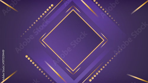 Modern luxury purple background with elegant gold geometric lines and layered shapes, premium abstract design for banner, invitation and corporate branding