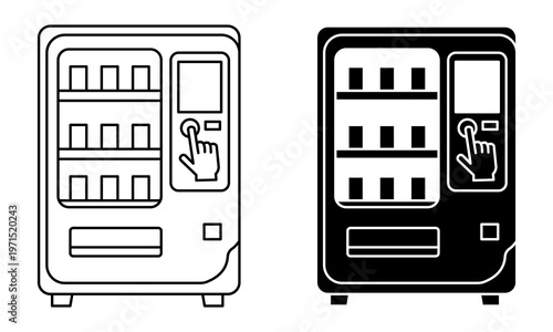 Automated snack dispenser concept vending machine icon outline and glyph illustration