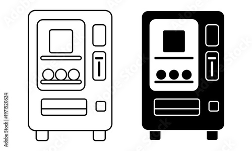 Modern Automatic Vending Machine Icon Outline and Glyph Vector Illustration Set for UI UX