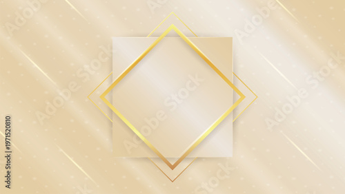 Luxury Cream Abstract Background with Golden Waves. Elegant geometric and fluid shapes for premium wedding invitations.