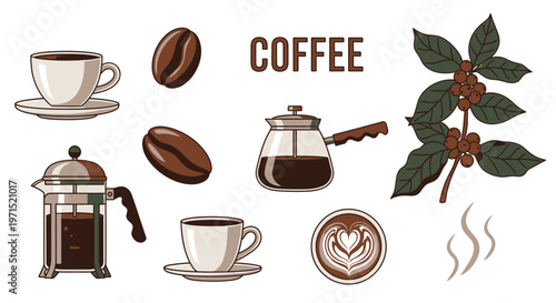 Coffee Beans and Brewing Equipment.