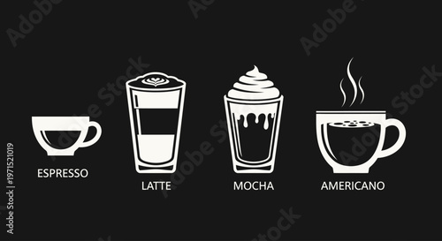 Coffee drinks line icons set.