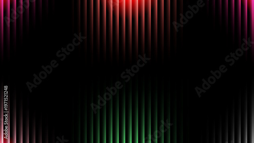 Abstract background with fluted glass effect and vertical stripes. A modern composition with a soft refraction of light and a dynamic gradient glow.