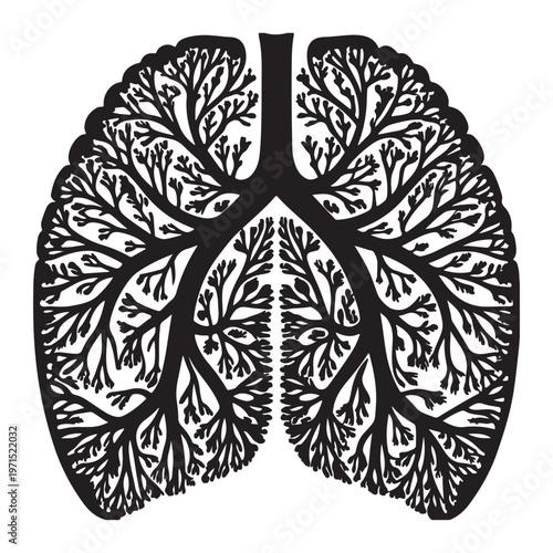 human lungs with tree branches silhouette vector respiratory system nature concept  illustration design