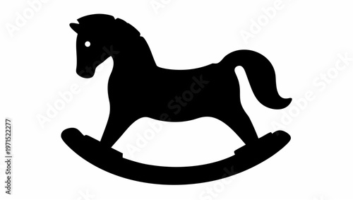 Black silhouette of a rocking horse on a white background simple vector illustration for design and decoration