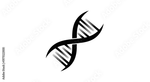 Black DNA Helix Icon Vector Illustration