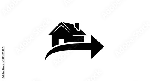Black House Icon with Arrow Sign for Real Estate Concept