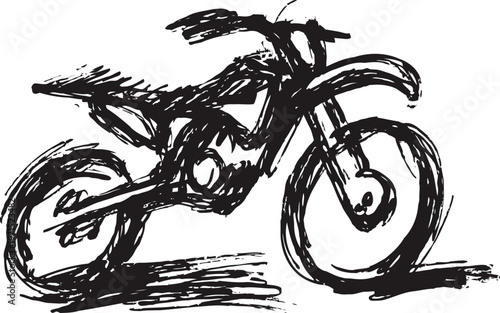 moto sketch illustration hand drawn dirt bike with vintage and dynamic strokes off road motorcycle drawing