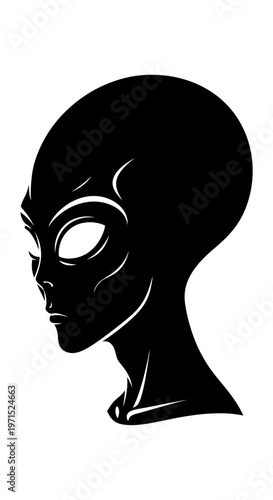 Black Silhouette of an Alien Head Profile