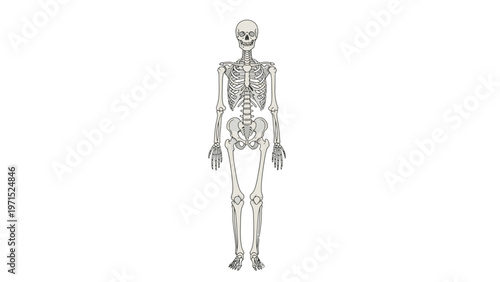 Full-body illustration of a human skeleton standing upright against a plain white background.