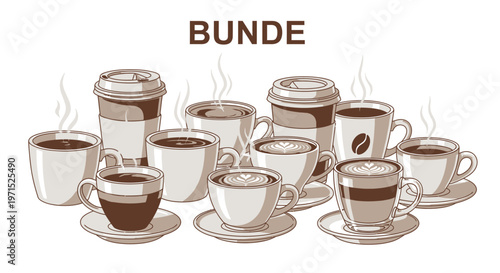 Group of coffee cups and mugs.