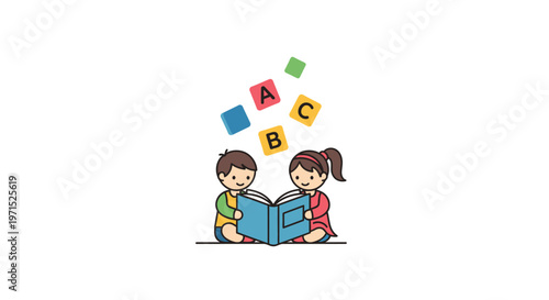 Children Reading a Big Book Together.