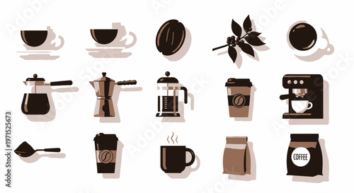 Coffee cups and coffee makers.