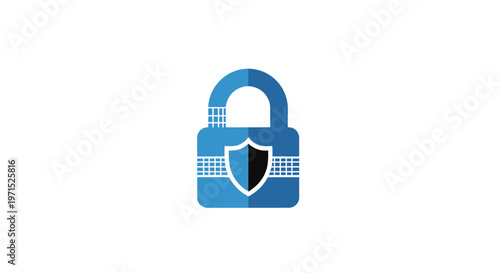 Digital security padlock icon symbol.