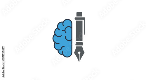Brain and pen symbolizing creativity.