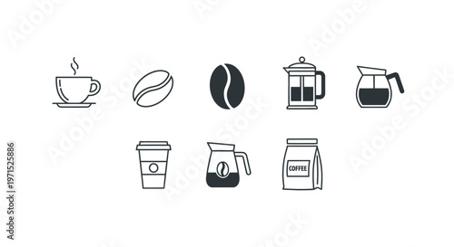 Coffee icons and objects collection.