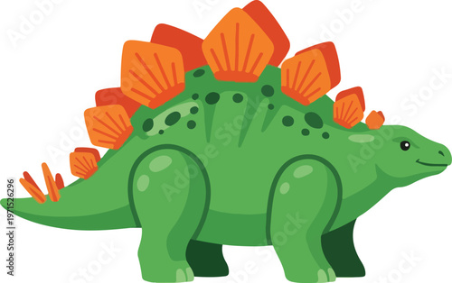 A friendly cartoon depiction of a stegosaurus dinosaur with distinctive plates and tail spikes vector illustration