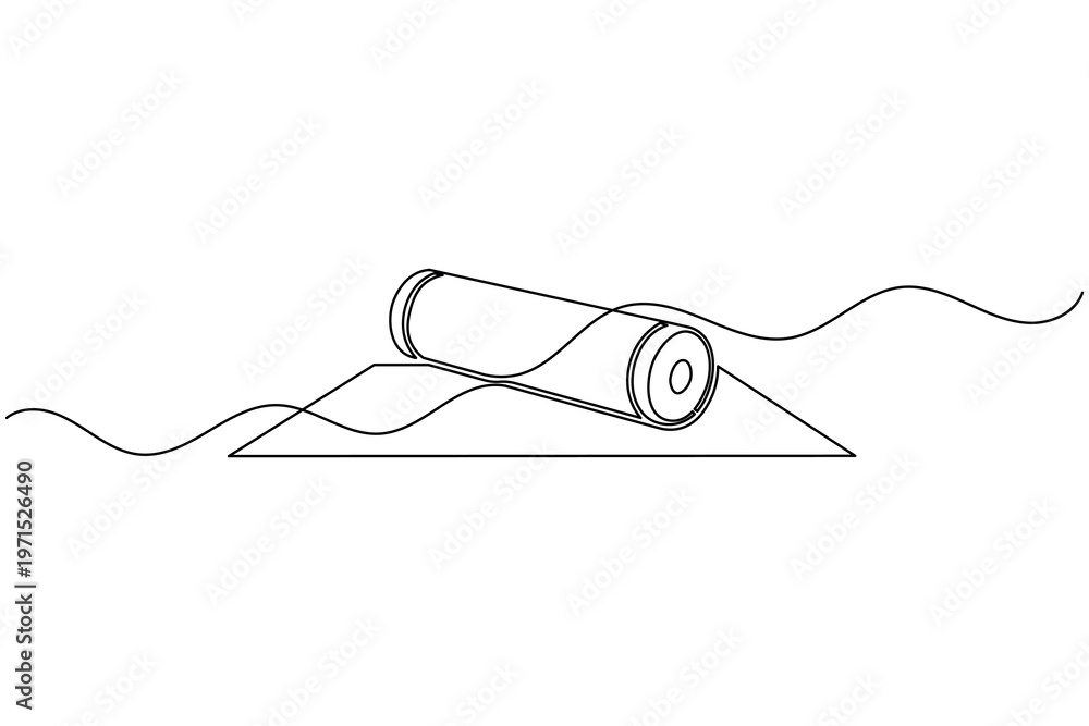 Obraz premium Yoga Mat Roller Minimalist Fitness Equipment Continuous Line Drawing Vector Illustration