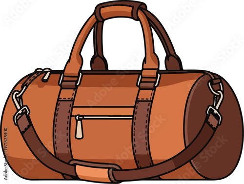 Durable duffel bag with dual handles and side pockets for travel or gym use vector illustration