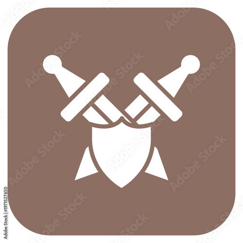 Two Swords And Shield Icon Style