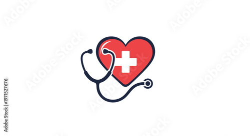 Medical symbol with stethoscope and heart.