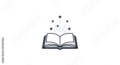 Open Book with Stars Emerging.