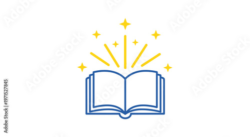 Open Book with Yellow Sparkles.