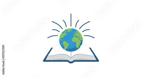 Globe on an open book.