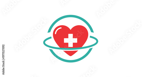 Medical Heart Health Care Symbol Logo.