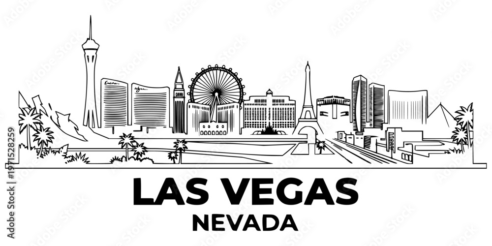 Obraz premium LAS VEGAS City NEVADA Skyline Silhouette Cityscape Vector