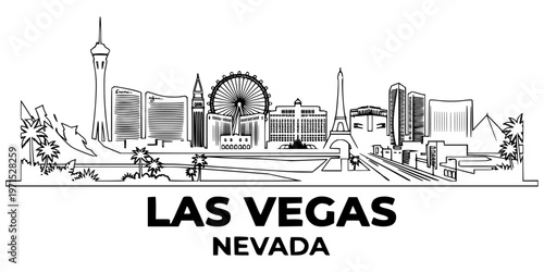 LAS VEGAS City NEVADA Skyline Silhouette Cityscape Vector