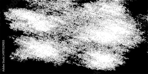 A grunge black ink splat pattern creates an artistic liquid splash texture over a dirty gray wall surface with cold blue winter ice and fresh snow design elements