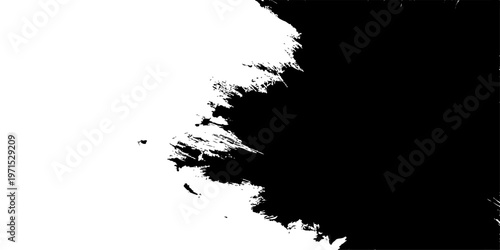 A grunge vector illustration featuring black ink splats and splashes on a dirty paper texture design with a decorative spray stain border and silhouette pattern wallpaper