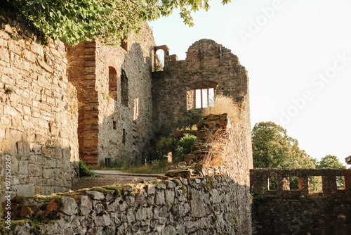 Interior courtyard of Hohenbaden Castle ruins in Baden-Baden Germany