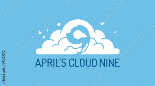 April's Cloud Nine Logo Design on Blue Background