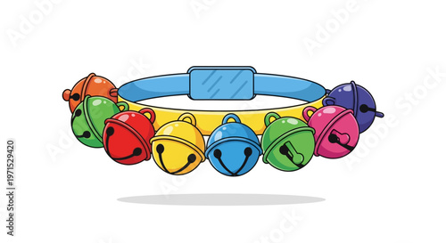Colorful dog collar with bells.
