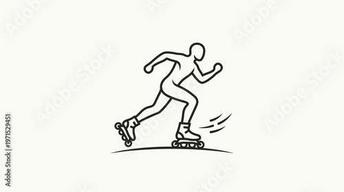 Minimalist Outline of a Roller Skater in Motion