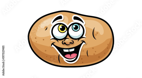 Smiling Cartoon Potato Face Closeup.