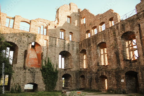 Interior courtyard of Hohenbaden Castle ruins in Baden-Baden Germany