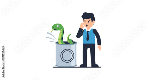 Man surprised by snake in washing machine.