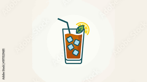 Refreshing Iced Tea with Lemon Wedge and Mint