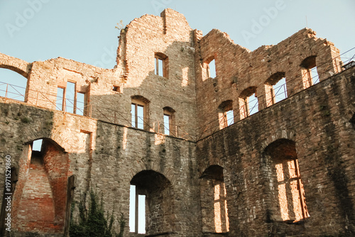 Interior courtyard of Hohenbaden Castle ruins in Baden-Baden Germany