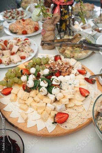 Easter feast, spring break, table full of food, table set up in Poland during Easter Breakfast