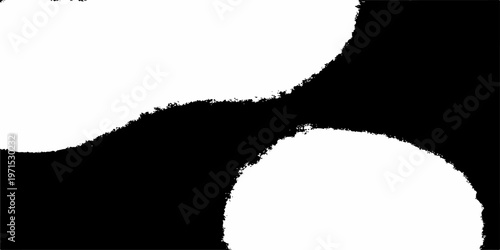 A silhouette of a woman and a man stands within a hole in the wall featuring a black ink splash and messy paint stroke texture on a grungy vintage paper design element