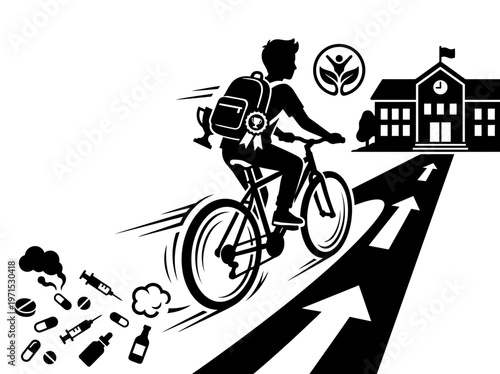 Teen Study Desk Focus And Drug Refusal Silhouette